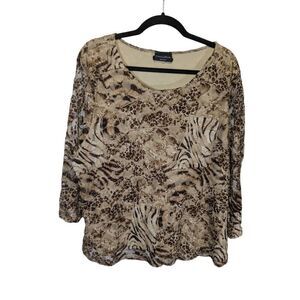 Brittany Black Top Animal Print Women"s 2XL